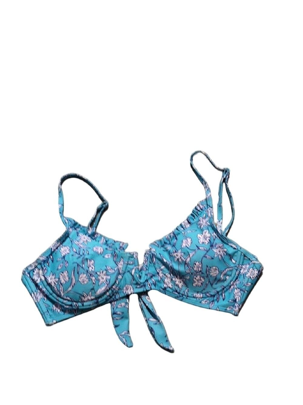 Zaful Blue Floral Bikini Top Size 4